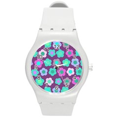 Floral Pattern Round Plastic Sport Watch (m) by Valentinaart