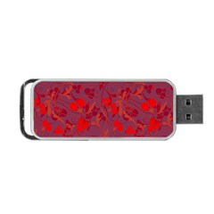 Red Floral Pattern Portable Usb Flash (one Side)