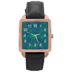 Floral Pattern Rose Gold Leather Watch  by Valentinaart