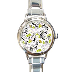 Floral Pattern Round Italian Charm Watch by Valentinaart