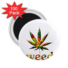 Marijuana Leaf Bright Graphic 2 25  Magnets (100 Pack)  by Simbadda