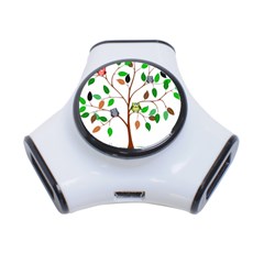 Tree Root Leaves Owls Green Brown 3-port Usb Hub by Simbadda