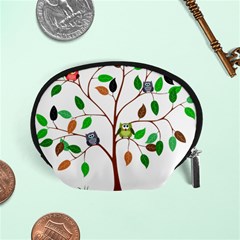 Tree Root Leaves Owls Green Brown Accessory Pouches (small)  by Simbadda