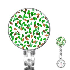 Leaves True Leaves Autumn Green Stainless Steel Nurses Watch by Simbadda