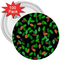 Leaves True Leaves Autumn Green 3  Buttons (100 Pack)  by Simbadda