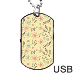 Seamless Spring Flowers Patterns Dog Tag Usb Flash (two Sides)