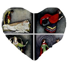 Fairy Tales Large 19  Premium Flano Heart Shape Cushions by athenastemple