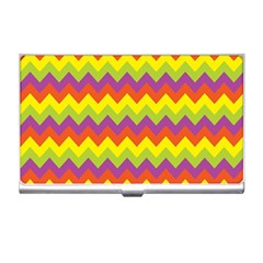 Colorful Zigzag Stripes Background Business Card Holders by Simbadda