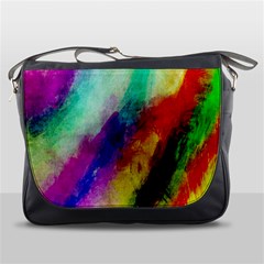 Abstract Colorful Paint Splats Messenger Bags by Simbadda