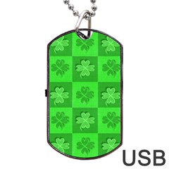 Fabric Shamrocks Clovers Dog Tag Usb Flash (one Side)