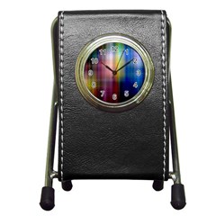 Colorful Abstract Background Pen Holder Desk Clocks by Simbadda