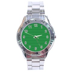 Clovers On Dark Green Stainless Steel Analogue Watch