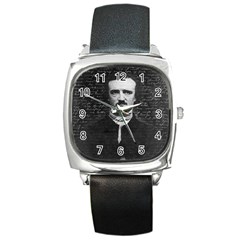 Edgar Allan Poe  Square Metal Watch by Valentinaart