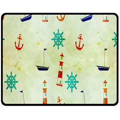 Vintage Seamless Nautical Wallpaper Pattern Fleece Blanket (medium)  by Simbadda