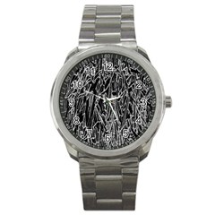 Gray Background Pattern Sport Metal Watch by Simbadda