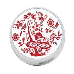 Red Vintage Floral Flowers Decorative Pattern Clipart 4-port Usb Hub (one Side) by Simbadda