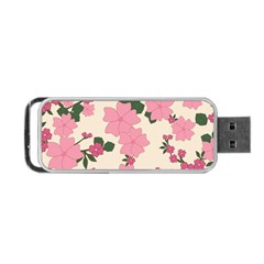 Vintage Floral Wallpaper Background In Shades Of Pink Portable Usb Flash (two Sides) by Simbadda