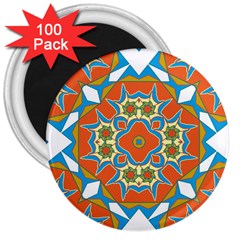 Digital Computer Graphic Geometric Kaleidoscope 3  Magnets (100 Pack) by Simbadda