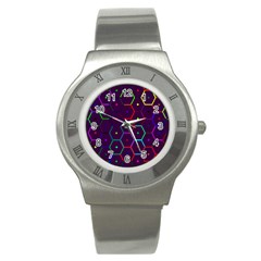 Color Bee Hive Pattern Stainless Steel Watch by Amaryn4rt