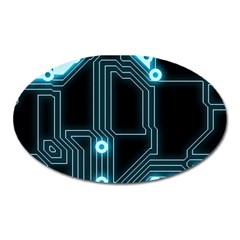 A Completely Seamless Background Design Circuitry Oval Magnet by Amaryn4rt