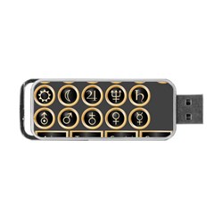 Black And Gold Buttons And Bars Depicting The Signs Of The Astrology Symbols Portable Usb Flash (two Sides)