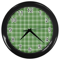 St  Patricks Day Plaid Pattern Wall Clocks (black)