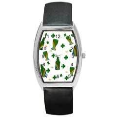 St  Patricks Day  Barrel Style Metal Watch by Valentinaart