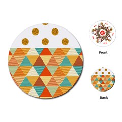 Golden Dots And Triangles Patern Playing Cards (round) 