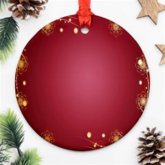 Red Background With A Pattern Round Ornament (two Sides)