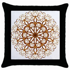 Golden Filigree Flake On White Throw Pillow Case (black) by Amaryn4rt