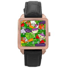 Vegetables  Rose Gold Leather Watch  by Valentinaart