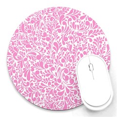 Pink Pattern Round Mousepads by Valentinaart