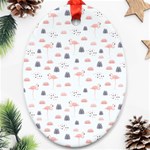 Cute Flamingos And  Leaves Pattern Oval Ornament (Two Sides) Back