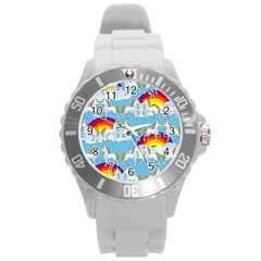 Rainbow Pony  Round Plastic Sport Watch (l) by Valentinaart