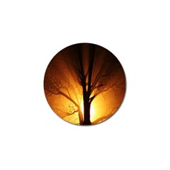 Rays Of Light Tree In Fog At Night Golf Ball Marker by Amaryn4rt