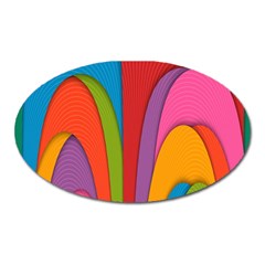 Modern Abstract Colorful Stripes Wallpaper Background Oval Magnet by Amaryn4rt