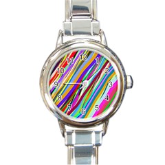 Multi Color Tangled Ribbons Background Wallpaper Round Italian Charm Watch by Amaryn4rt