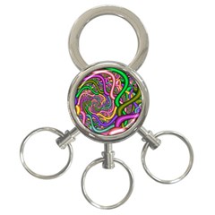 Fractal Background With Tangled Color Hoses 3-ring Key Chains by Amaryn4rt