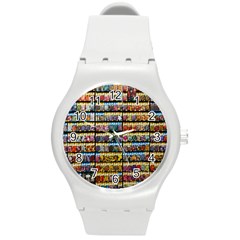 Flower Seeds For Sale At Garden Center Pattern Round Plastic Sport Watch (m) by Amaryn4rt