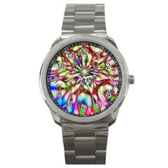 Magic Fractal Flower Multicolored Sport Metal Watch by EDDArt