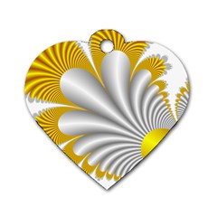 Fractal Gold Palm Tree  Dog Tag Heart (two Sides) by Amaryn4rt