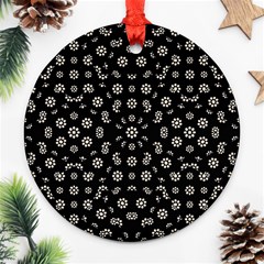 Dark Ditsy Floral Pattern Round Ornament (two Sides) by dflcprints