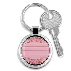 Pink Peony Outline Romantic Key Chains (round)  by Simbadda