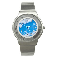 Sky Blue Clouds Nature Amazing Stainless Steel Watch by Simbadda