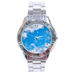 Sky Blue Clouds Nature Amazing Stainless Steel Analogue Watch by Simbadda