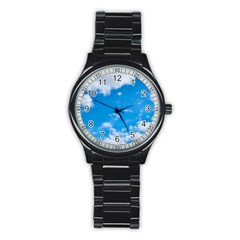 Sky Blue Clouds Nature Amazing Stainless Steel Round Watch by Simbadda