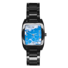 Sky Blue Clouds Nature Amazing Stainless Steel Barrel Watch by Simbadda