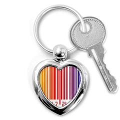 Colorful Gradient Barcode Key Chains (heart)  by Simbadda