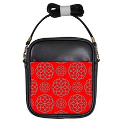 Geometric Circles Seamless Pattern On Red Background Girls Sling Bags by Simbadda