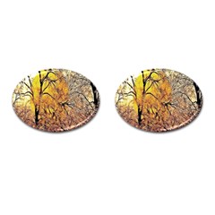 Summer Sun Set Fractal Forest Background Cufflinks (oval) by Simbadda